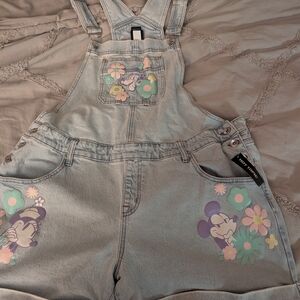 Disney Denim Overalls with Floral Design